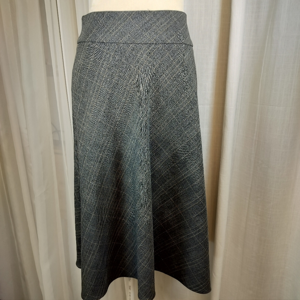 Kim Rogers Grey‎ Plaid Pull On A Line Skirt Size 8P Academia Minimalist Classic